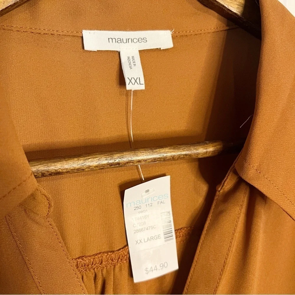 Maurices Rust/Brown Button Down Top. Size XXL. NWT. - Picture 2 of 7